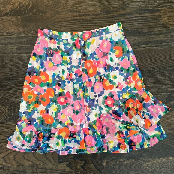 SALONI Cece Floral Print Mini Revolve
Ruffle Skirt in Pink Rosette Size US 4 - Picture 2 of 4